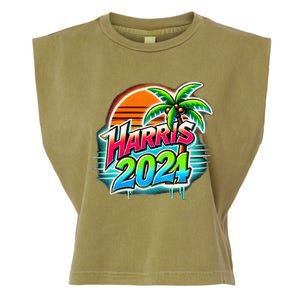 Kamala Harris Graffiti Coconut Tree Political Fashion Garment-Dyed Women's Muscle Tee