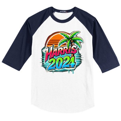 Kamala Harris Graffiti Coconut Tree Political Fashion Baseball Sleeve Shirt