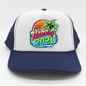 Kamala Harris Graffiti Coconut Tree Political Fashion Trucker Hat