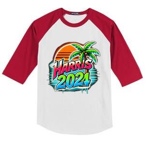 Kamala Harris Graffiti Coconut Tree Political Fashion Kids Colorblock Raglan Jersey