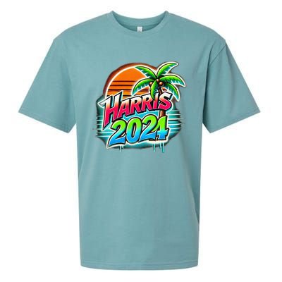 Kamala Harris Graffiti Coconut Tree Political Fashion Sueded Cloud Jersey T-Shirt