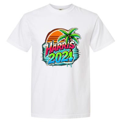 Kamala Harris Graffiti Coconut Tree Political Fashion Garment-Dyed Heavyweight T-Shirt