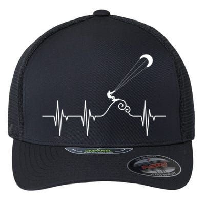 Kitesurfer Heartbeat Gift Kiteboard Kite Surfing Kiteboarding Gift Flexfit Unipanel Trucker Cap