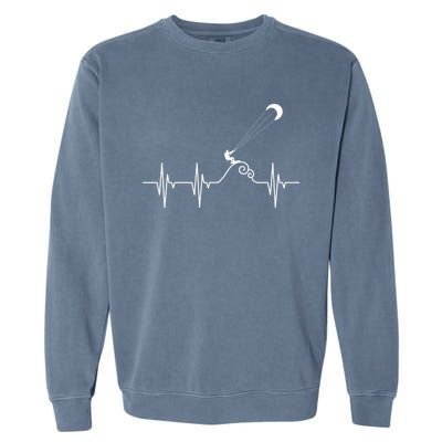 Kitesurfer Heartbeat Gift Kiteboard Kite Surfing Kiteboarding Gift Garment-Dyed Sweatshirt