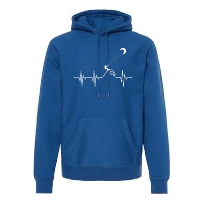 Kitesurfer Heartbeat Gift Kiteboard Kite Surfing Kiteboarding Gift Premium Hoodie