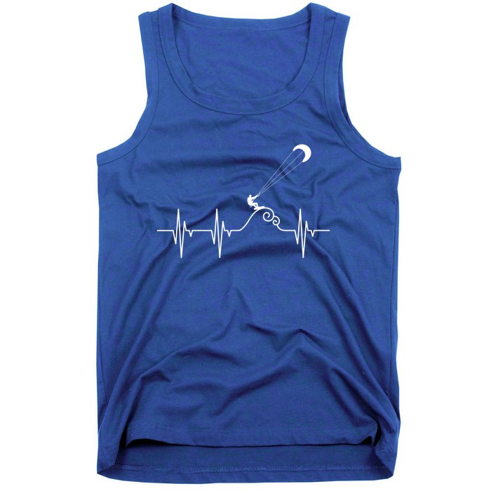 Kitesurfer Heartbeat Gift Kiteboard Kite Surfing Kiteboarding Gift Tank Top