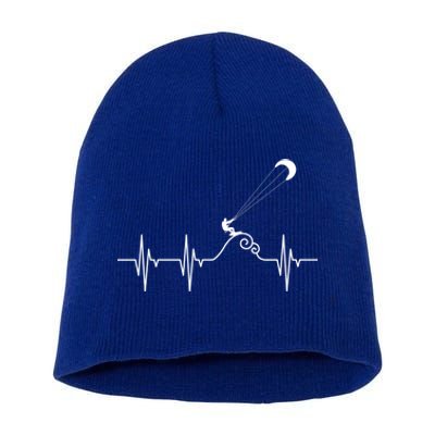 Kitesurfer Heartbeat Gift Kiteboard Kite Surfing Kiteboarding Gift Short Acrylic Beanie