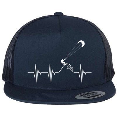 Kitesurfer Heartbeat Gift Kiteboard Kite Surfing Kiteboarding Gift Flat Bill Trucker Hat