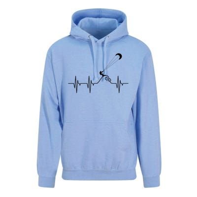 Kitesurfer Heartbeat Gift Kiteboard Kite Surfing Kiteboarding Gift Unisex Surf Hoodie