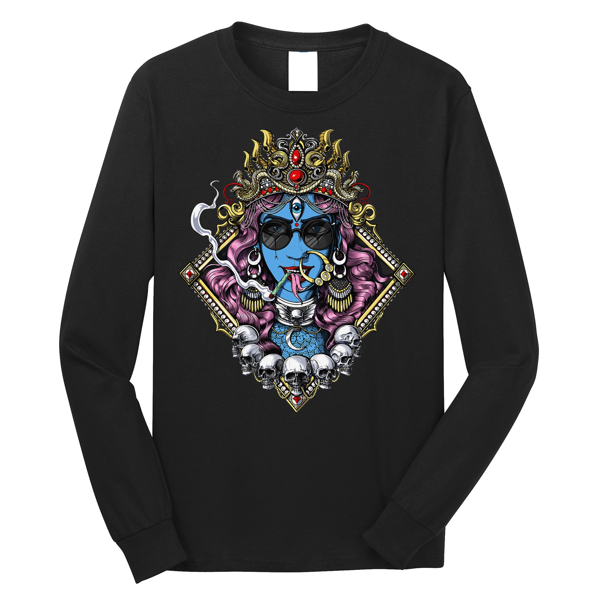 Kali Hindu Goddess Hinduism Deity God Spiritual Zen Gothic Long Sleeve Shirt