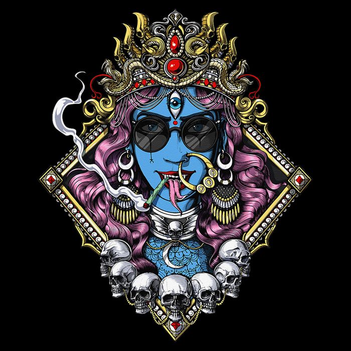 Kali Hindu Goddess Hinduism Deity God Spiritual Zen Gothic Flat Bill Trucker Hat
