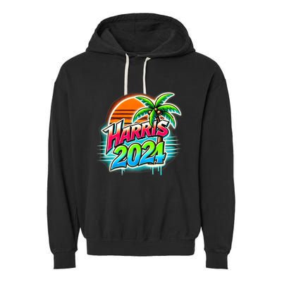 Kamala Harris Graffiti Coconut Tree Political Fashion Garment-Dyed Fleece Hoodie