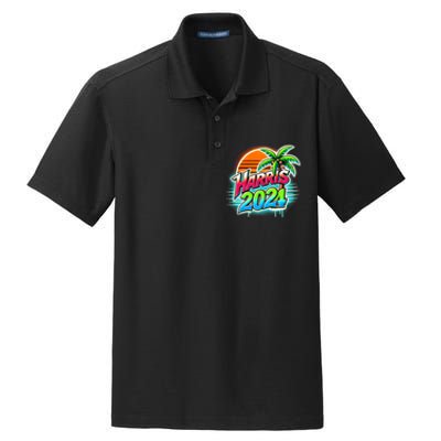 Kamala Harris Graffiti Coconut Tree Political Fashion Dry Zone Grid Polo