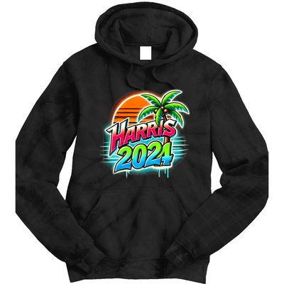 Kamala Harris Graffiti Coconut Tree Political Fashion Tie Dye Hoodie