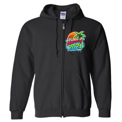 Kamala Harris Graffiti Coconut Tree Political Fashion Full Zip Hoodie