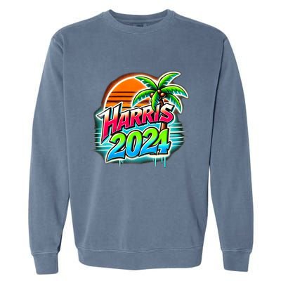 Kamala Harris Graffiti Coconut Tree Political Fashion Garment-Dyed Sweatshirt