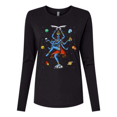 Kali Hindu Goddess Hinduism Deity God Spiritual Zen Yoga Womens Cotton Relaxed Long Sleeve T-Shirt