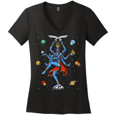 Kali Hindu Goddess Hinduism Deity God Spiritual Zen Yoga Women's V-Neck T-Shirt