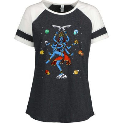 Kali Hindu Goddess Hinduism Deity God Spiritual Zen Yoga Enza Ladies Jersey Colorblock Tee