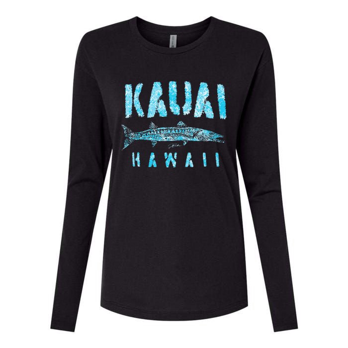 Kauai Hawaii Great Barracuda Womens Cotton Relaxed Long Sleeve T-Shirt