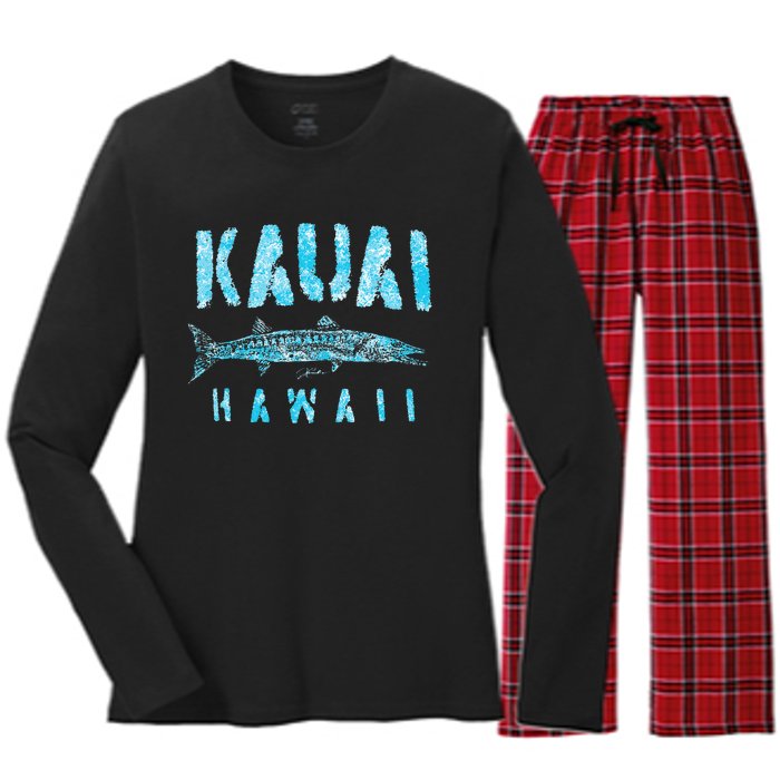 Kauai Hawaii Great Barracuda Women's Long Sleeve Flannel Pajama Set 