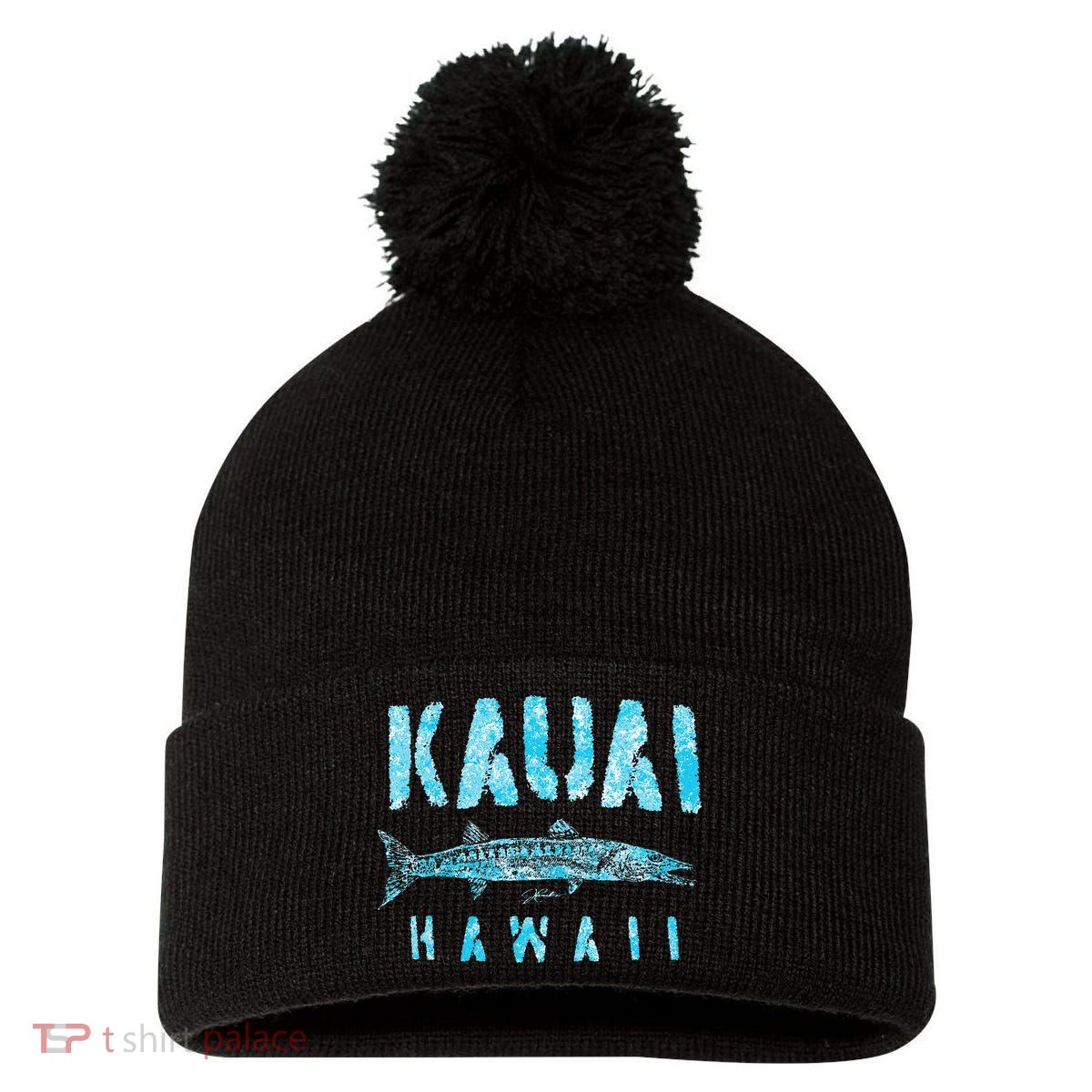 Kauai Hawaii Great Barracuda Pom Pom 12in Knit Beanie