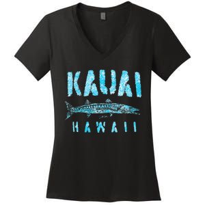 Kauai Hawaii Great Barracuda Women's V-Neck T-Shirt