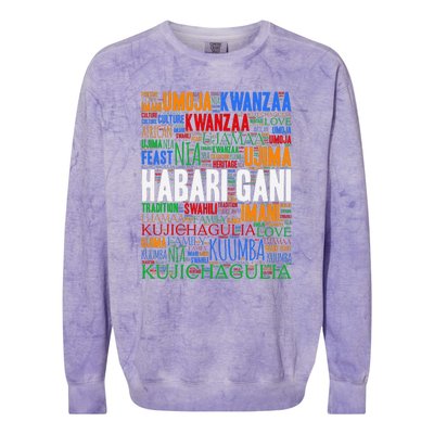 Kwanzaa Habari Gani 7 Principles Swahili Colorblast Crewneck Sweatshirt