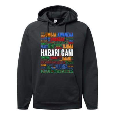 Kwanzaa Habari Gani 7 Principles Swahili Performance Fleece Hoodie