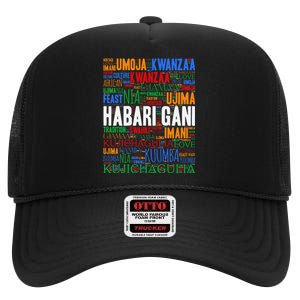 Kwanzaa Habari Gani 7 Principles Swahili High Crown Mesh Back Trucker Hat