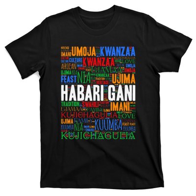 Kwanzaa Habari Gani 7 Principles Swahili T-Shirt