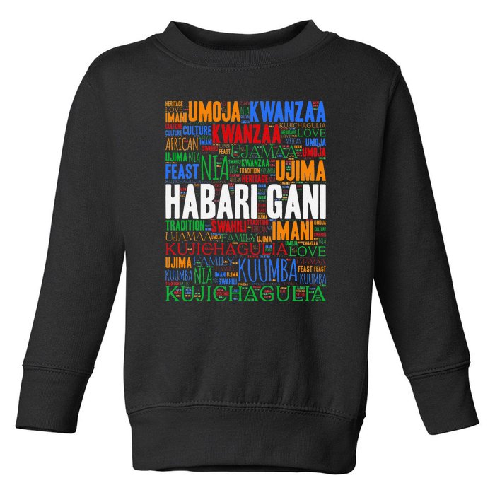 Kwanzaa Habari Gani 7 Principles Swahili Toddler Sweatshirt