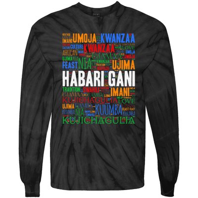 Kwanzaa Habari Gani 7 Principles Swahili Tie-Dye Long Sleeve Shirt