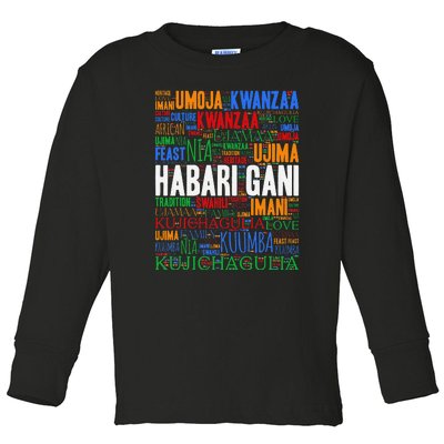 Kwanzaa Habari Gani 7 Principles Swahili Toddler Long Sleeve Shirt