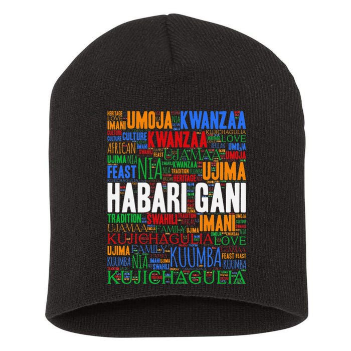 Kwanzaa Habari Gani 7 Principles Swahili Short Acrylic Beanie