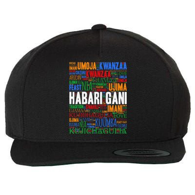 Kwanzaa Habari Gani 7 Principles Swahili Wool Snapback Cap