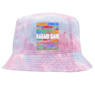 Kwanzaa Habari Gani 7 Principles Swahili Tie-Dyed Bucket Hat