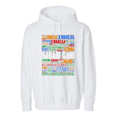 Kwanzaa Habari Gani 7 Principles Swahili Garment-Dyed Fleece Hoodie