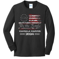 Kamala Harris Harris 2024 Us Flag Democratic President Gift Kids Long Sleeve Shirt