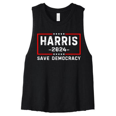 Kamala Harris Harris 2024 Us Flag Democratic President Women's Racerback Cropped Tank