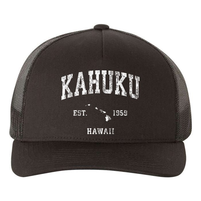 Kahuku Hawaii Hi Vintage Athletic Sports Design Yupoong Adult 5-Panel Trucker Hat