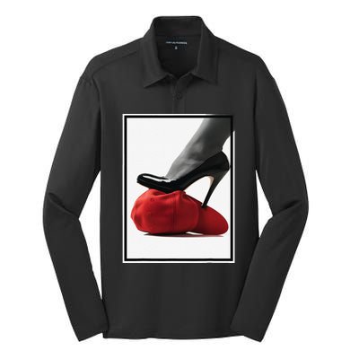 Kamala Harris Heels Stepping On Maga Hat Silk Touch Performance Long Sleeve Polo