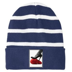 Kamala Harris Heels Stepping On Maga Hat Striped Beanie with Solid Band