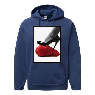 Kamala Harris Heels Stepping On Maga Hat Performance Fleece Hoodie