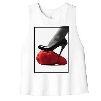 Kamala Harris Heels Stepping On Maga Hat Women's Racerback Cropped Tank