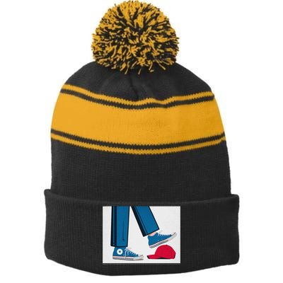 Kamala Harris Heels Stepping On Maga Hat Stripe Pom Pom Beanie