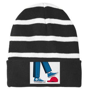 Kamala Harris Heels Stepping On Maga Hat Striped Beanie with Solid Band