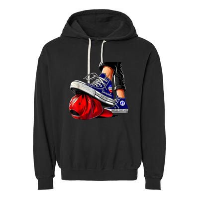 Kamala Harris High Heels Stepping On Red Maga Hat Garment-Dyed Fleece Hoodie