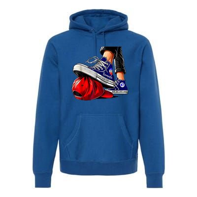 Kamala Harris High Heels Stepping On Red Maga Hat Premium Hoodie