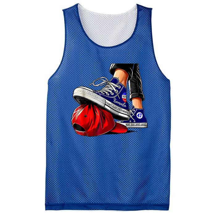 Kamala Harris High Heels Stepping On Red Maga Hat Mesh Reversible Basketball Jersey Tank